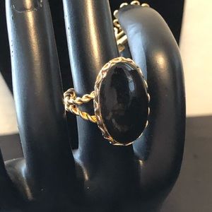 Bundle of 2 boho adjustable rings black and beige